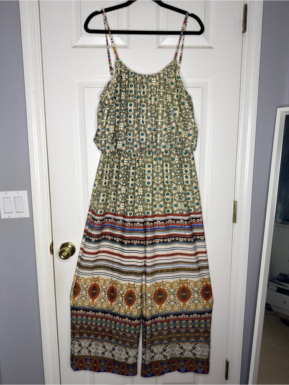Tribal Patterned Wide-Leg Jumpsuit Size xl